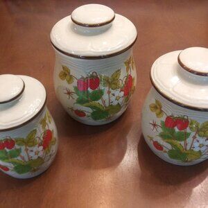 Vintage Strawberry Fields ceramic canisters